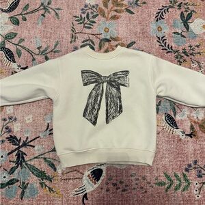 Zara Kids Cream Sweatshirt with Black Bow